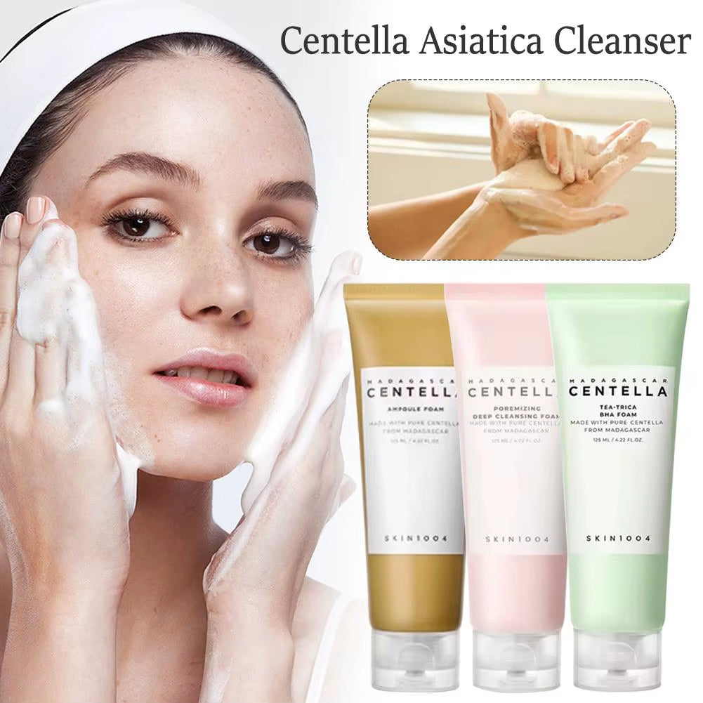 Centella Asiatica Deep Cleansing Foam Facial Cleanser Oil Control Soothing Lotion Remove Pore Mild Exfoliating Skincare Product